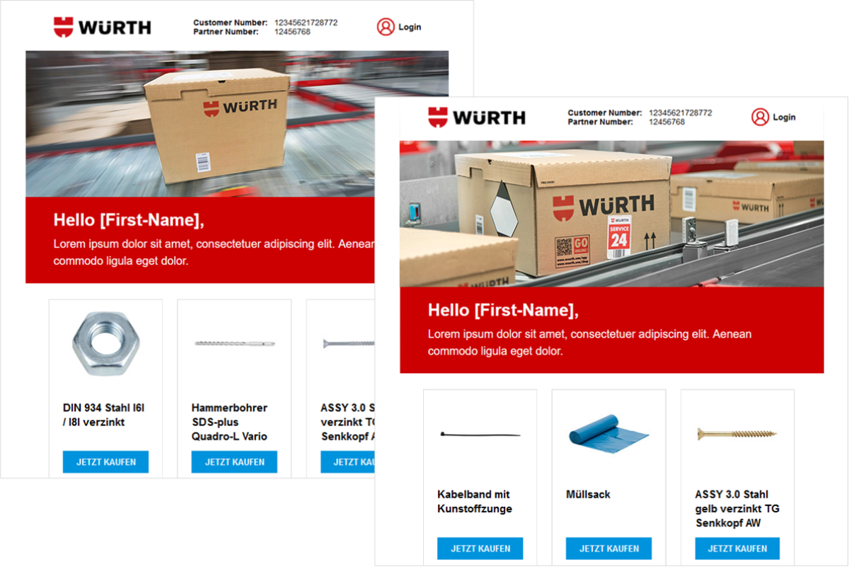 Zwei Screenshots von Newsletter-Beispielen