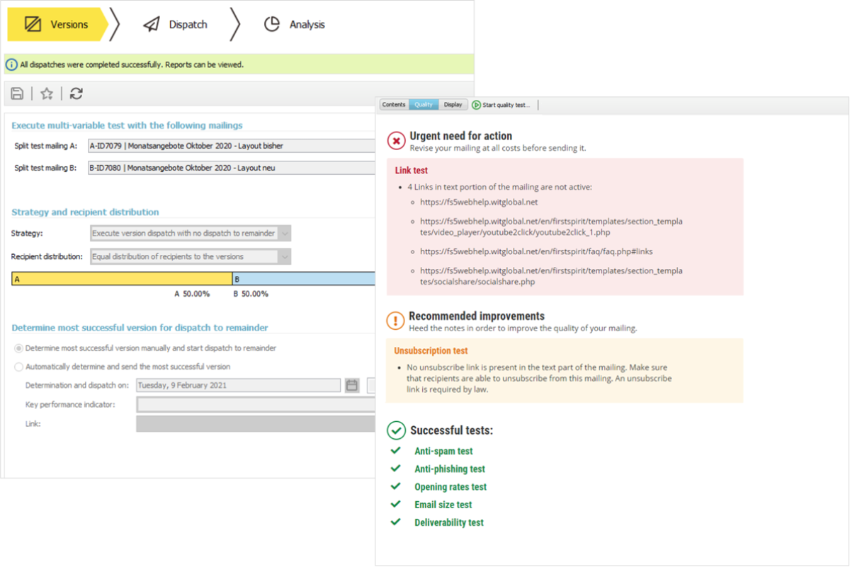 Optimisation by different test options