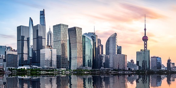 Skyline of the city Shanghai in China.